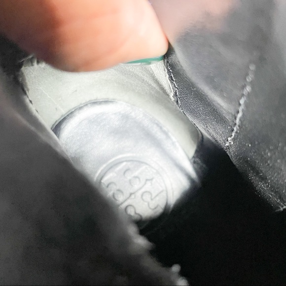 TORY BURCH Leather Moto Bootie Boots Heeled Strap Detail Size 7.5 - Picture 8 of 10